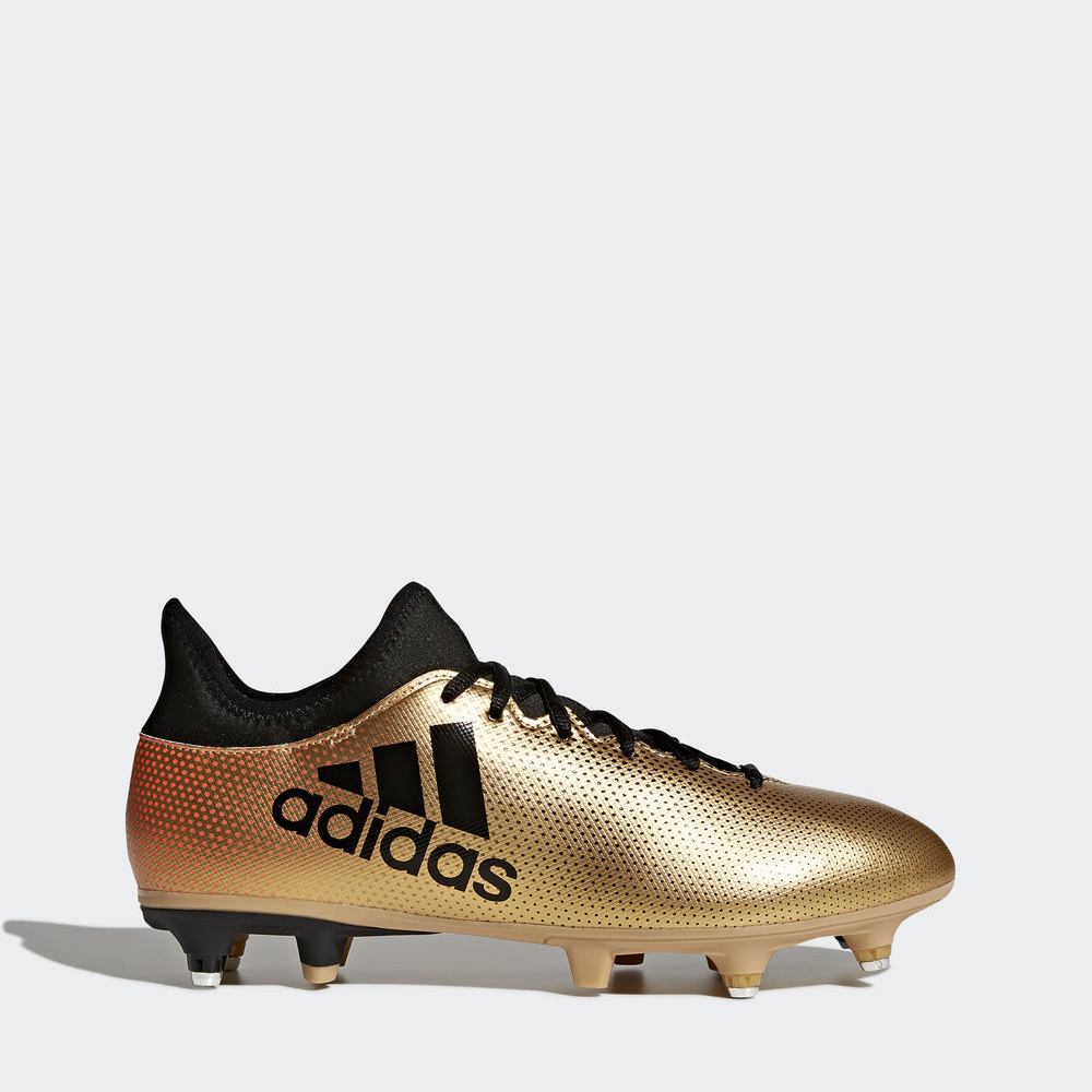 Adidas X 17.3 Soft Ground - ποδοσφαιρικα παπουτσια ανδρικα - Χρυσο Χρωμα/Μαυρα/Κοκκινα,Μέγεθος: EU 3